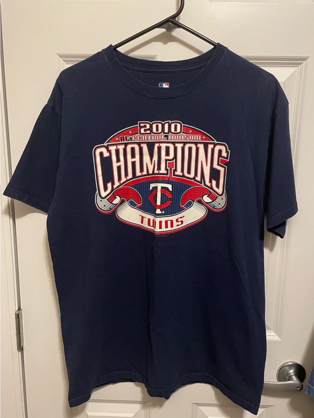 Vintage Majestic Minnesota Twins 2010 AL Central Champions Shirt Navy Blue L